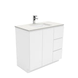 Fienza Sarah Fingerpull On Kickboard Vanity 900mm Right Silica Free (No Taphole) White / Crystal Pure Top SC90CR-0-SF