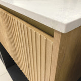 Fienza Sarah Crystal Pure Alina Wall Hung Vanity (1 Taphole) 900mm Silica Free Scandi Oak SC90RSC-SF