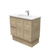 Fienza Sarah Crystal Pure Edge On Kickboard Vanity Left Drawers (1 Taphole) 900mm Silica Free Scandi Oak SC90SKL-SF