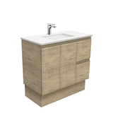 Fienza Sarah Crystal Pure Edge On Kickboard Vanity Right Drawers (1 Taphole) 900mm Silica Free Scandi Oak SC90SKR-SF