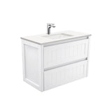 Fienza Sarah Crystal Pure Hampton Wall Hung Vanity (1 Taphole) 900mm Silica Free Gloss White SC90T-SF