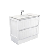 Fienza Sarah Hampton On Kickboard Vanity 900mm Silica Free (No Taphole) White / Crystal Pure Top SC90TK-0-SF