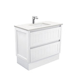 Fienza Sarah Crystal Pure Hampton On Kickboard Vanity (1 Taphole) 900mm Silica Free Gloss White SC90TK-SF