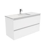 Fienza Sarah Bianco Marble Quest Wall Hung Vanity (1 Taphole) 1200mm Silica Free Gloss White SI120Q-SF