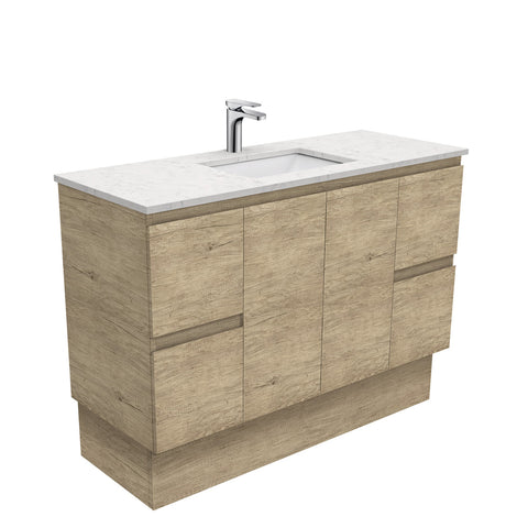 Fienza Sarah Bianco Marble Edge On Kickboard Vanity (1 Taphole) 1200mm Silica Free Scandi Oak SI120SK-SF
