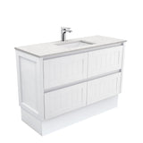 Fienza Sarah Bianco Marble Hampton On Kickboard Vanity (1 Taphole) 1200mm Silica Free Gloss White SI120TK-SF