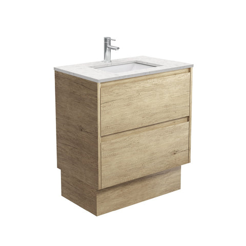 Fienza Sarah Bianco Marble Amato On Kickboard Vanity (1 Taphole) 750mm Silica Free Scandi Oak SI75BSK-SF