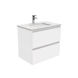 Fienza Sarah Bianco Marble Quest Wall Hung Vanity (1 Taphole) 750mm Silica Free Gloss White SI75Q-SF