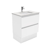 Fienza Sarah Bianco Marble Quest On Kickboard Vanity (1 Taphole) 750mm Silica Free Gloss White SI75QK-SF
