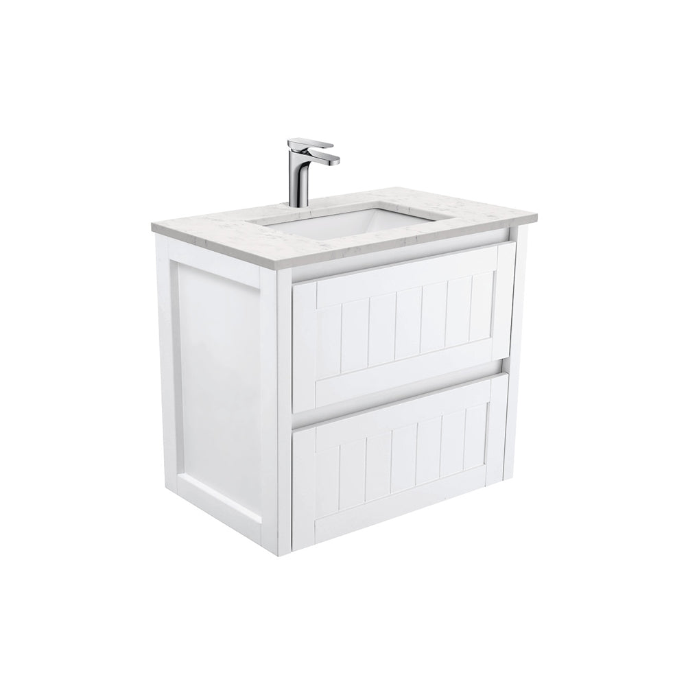 Fienza Sarah Bianco Marble Hampton Wall Hung Vanity (1 Taphole) 750mm Silica Free Gloss White SI75T-SF