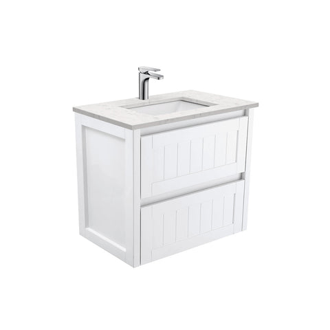 Fienza Sarah Bianco Marble Hampton Wall Hung Vanity (1 Taphole) 750mm Silica Free Gloss White SI75T-SF