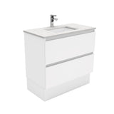 Fienza Sarah Bianco Marble Quest On Kickboard Vanity (1 Taphole) 900mm Silica Free Gloss White SI90QK-SF