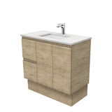 Fienza Sarah Bianco Marble Edge On Kickboard Vanity Left Drawers (1 Taphole) 900mm Silica Free Scandi Oak SI90SKL-SF