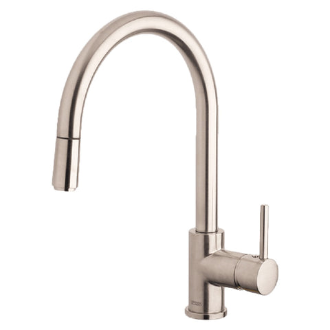 Abey Lucia Gooseneck Mixer Pullout Sidelever Brushed Nickel SK5-AV-BN