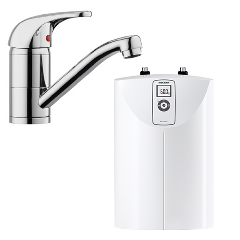 Stiebel Eltron Open Vented Compact Storage Water Heaters SNE 5 + Short Spout Sink Mixer MEW 204164