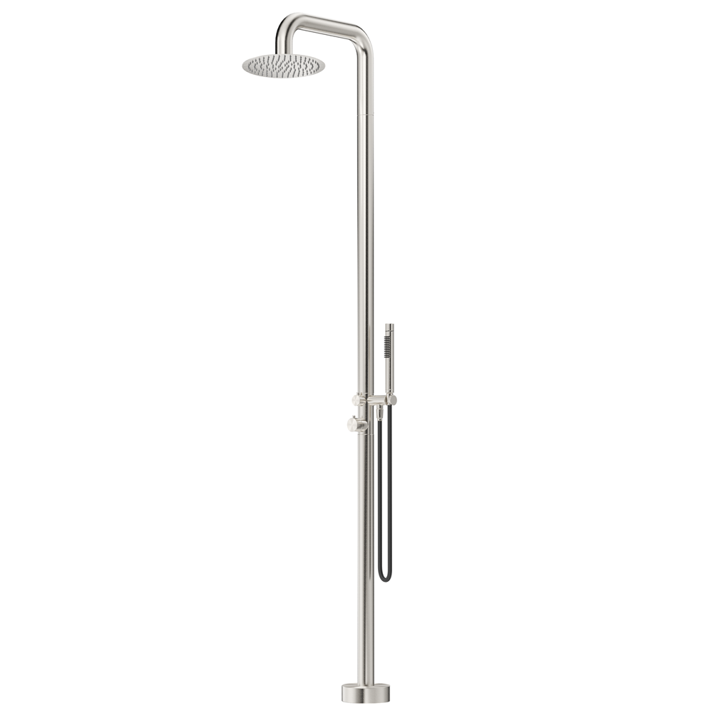 Bella Vista Mica Soft Square Freestanding Outdoor Shower Brushed Nickel OS-52-BN