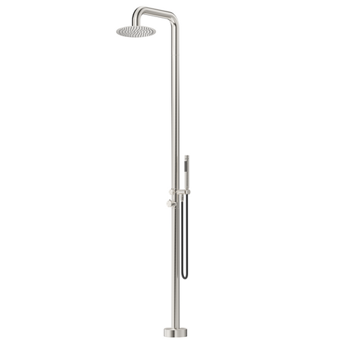 Bella Vista Mica Soft Square Freestanding Outdoor Shower Brushed Nickel OS-52-BN