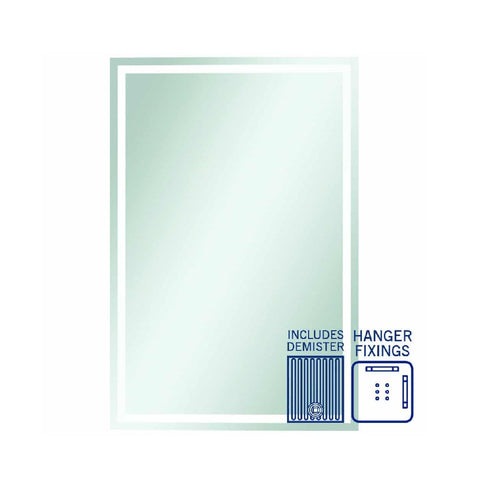 Thermogroup Sierra Rectangle Polished Edge Mirror with Sandblasted Border - 1200x800mm with Hangers and Demister SS1280HND