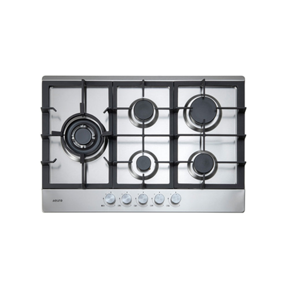 Euro Appliance Cooktop Gas 75cm 5 Burner Left Hand WOK Stainless Steel ECT75G5X