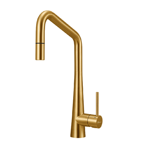 Oliveri Tap Pull-out Square Gooseneck Lead Free Brushed Gold SS31675-AU