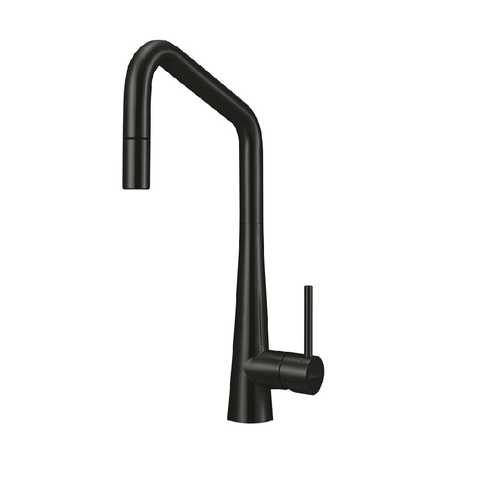 Oliveri Tap Pull-out Square Gooseneck Lead Free Black SS31675-BL