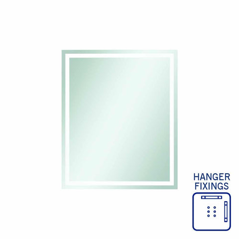 Thermogroup Sierra Rectangle Polished Edge Mirror with Sandblasted Border - 600x750mm with Hangers SS6075HN