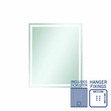 Thermogroup Sierra Rectangle Polished Edge Mirror with Sandblasted Border - 600x750mm with Hangers and Demister SS6075HND