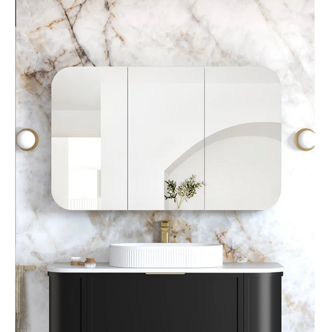 Otti Newport Shaving Cabinet 1200x750mm Black Oak SSQ1275B
