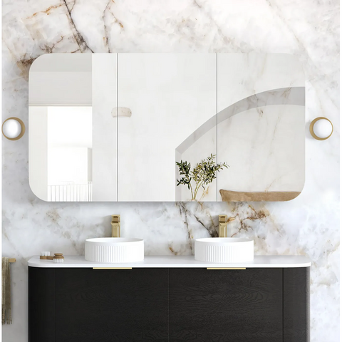 Otti Newport Shaving Cabinet 1500x750mm Black Oak SSQ1575B