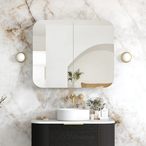 Otti Newport Shaving Cabinet 900x750mm Black Oak SSQ9075B