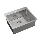 Fienza Hana Laundry Sink 50L Top Mount 590mm (1 Taphole) w/ Overflow Stainless Steel 68503-OF