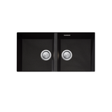 Oliveri Santorini Sink Double Bowl Undermount 840x480mm w/ Overflow Black ST-BL1563U OF