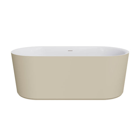 Fienza Empire Slim Solid Surface Acrylic Bath 1500mm Matte Khaki Ext Gloss White Int ST08-150K