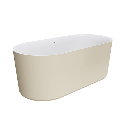 Fienza Empire Slim Solid Surface Acrylic Bath 1500mm Matte Khaki Ext Gloss White Int ST08-150K