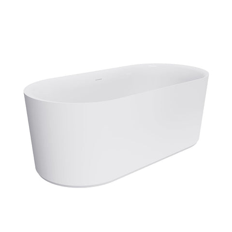 Fienza Empire Slim Solid Surface Acrylic Bath 1500mm Matte White Ext Gloss White Int ST08-150