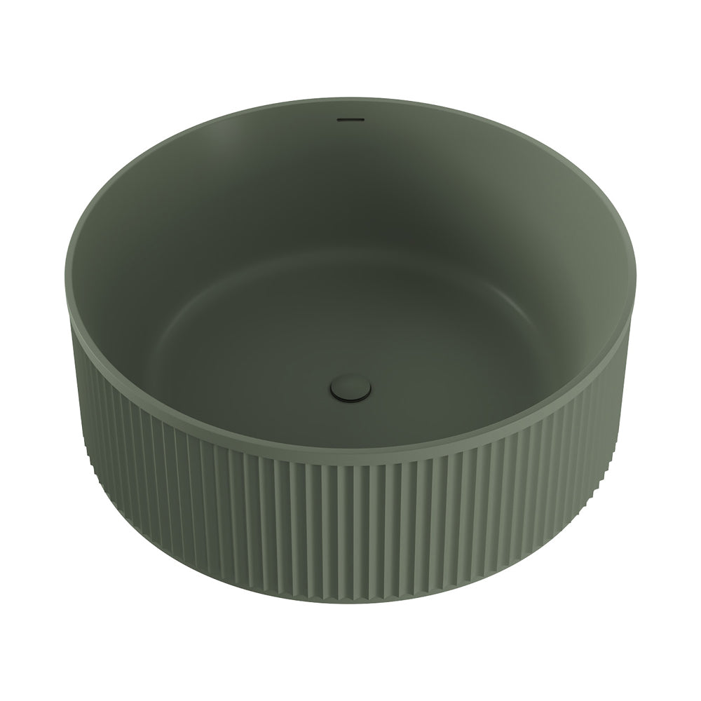 Fienza Minka Fluted Solid Surface Round Bath 1500mm w/ Overflow Forest ST21-1500F