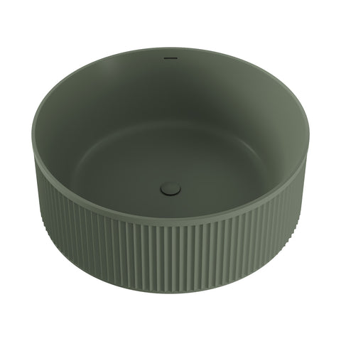 Fienza Minka Fluted Solid Surface Round Bath 1500mm w/ Overflow Forest ST21-1500F