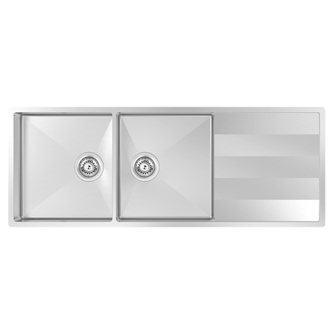 Abey Lugano Sink Double Bowl 1160x440mm Topmount/Undermount with Drainer Stainless Steel ST340DU