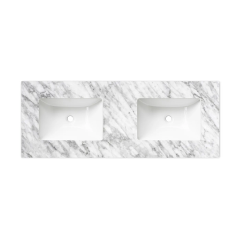 Otti Top 1200x465x18mm w/ Double Undermount Basins Natural Carrara Marble STUD124NCA-DUB