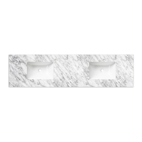 Otti Top 1800x465x18mm w/ Double Undermount Basins Natural Carrara Marble STUD184NCA-UB