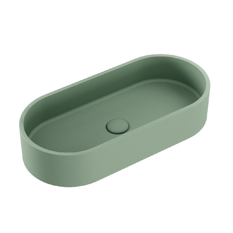 Fienza Jada Pill Above Counter Concrete Basin 600x280mm Sage RB013SG