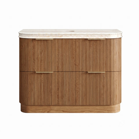 Otti Havana Fluted Freestanding Curve Vanity 1200mm Woodland Oak / Sand Dune Top HAFW1200LST-SD