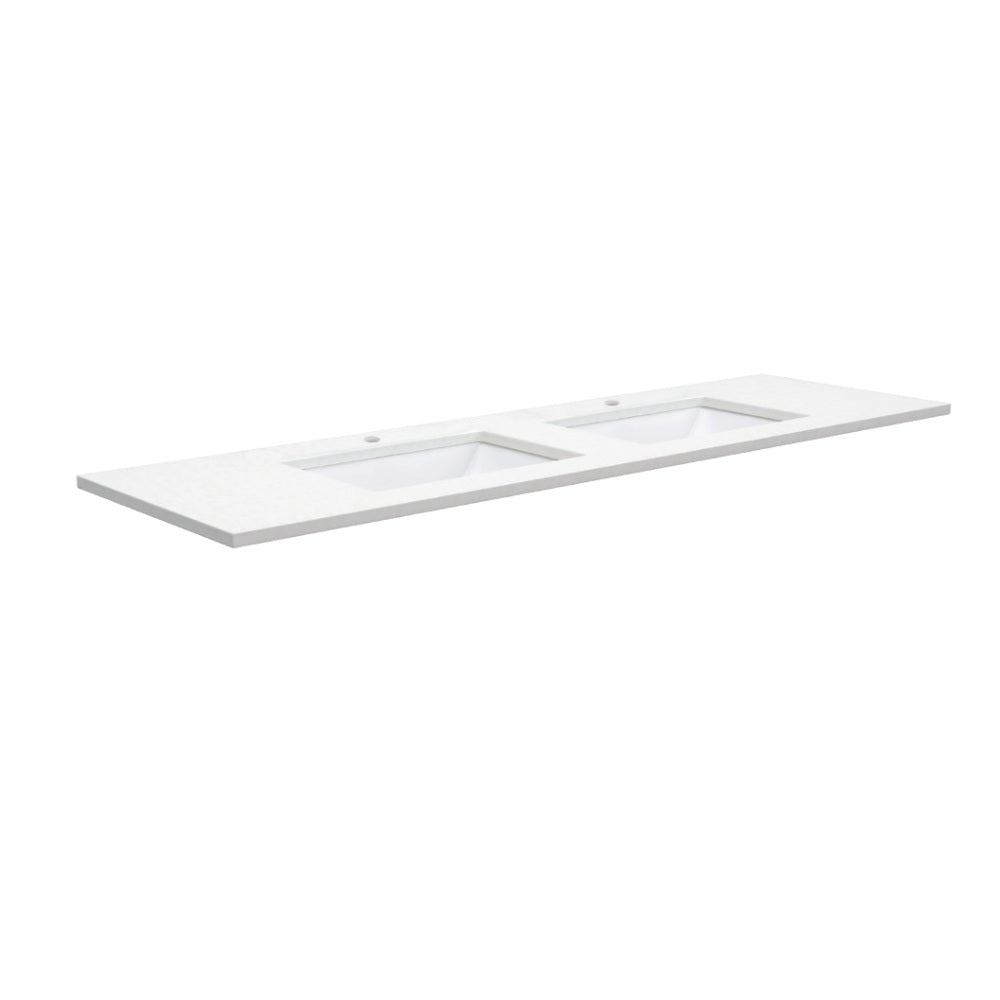 Fienza Sarah Crystal Pure Undermount Vanity Top 1500mm Double Basin Silica Free (No Taphole) White SC1500-D-0-SF