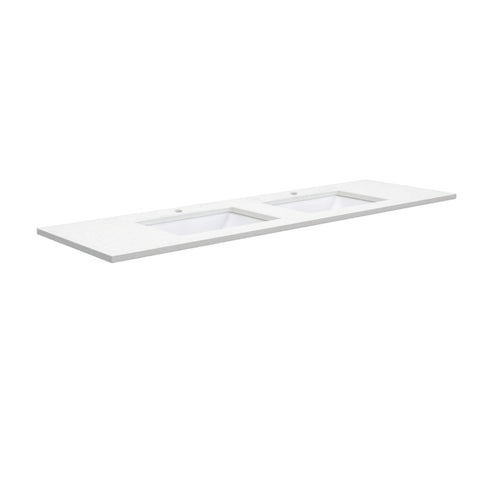 Fienza Sarah Crystal Pure Undermount Vanity Top 1500mm Double Basin (1 Taphole) Silica Free White SC1500-D-SF