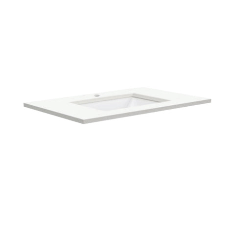 Fienza Sarah Crystal Pure Undermount Vanity Top 750mm (1 Taphole) Silica Free White SC750-SF