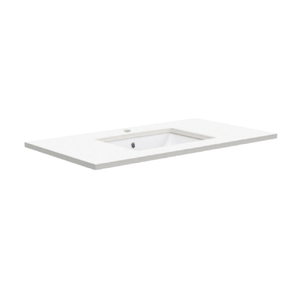 Fienza Sarah Crystal Pure Undermount Vanity Top 900mm Silica Free (No Taphole) White SC900-0-SF