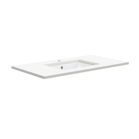 Fienza Sarah Crystal Pure Undermount Vanity Top 900mm Silica Free (No Taphole) White SC900-0-SF