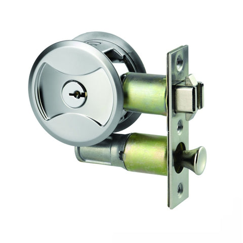 Lockwood Symmetry Round Cavity Sliding Door Entrance Set Satin Chrome Pearl 7444SPDP