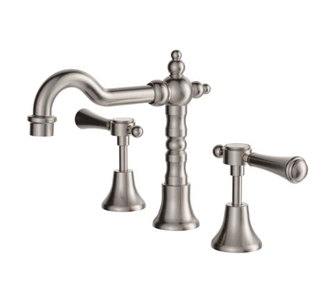 Fienza Lillian Lever Shepherds Crook Basin Set Lead Free Brushed Nickel 339101NN-LF