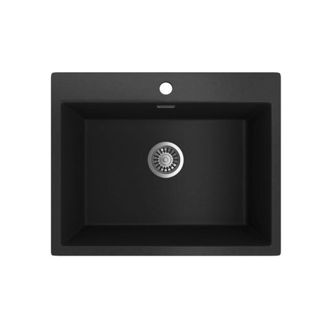Seima Oros 620 Apron Front Sink 1 Bowl 620x500mm (3 Taphole) Black 191988